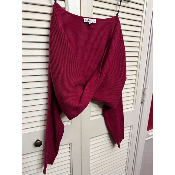 Sam Edelman Red Cropped Ribbed Long Sleeve Twist Tie Waist Sweater SZ XL - Picture 1 of 5